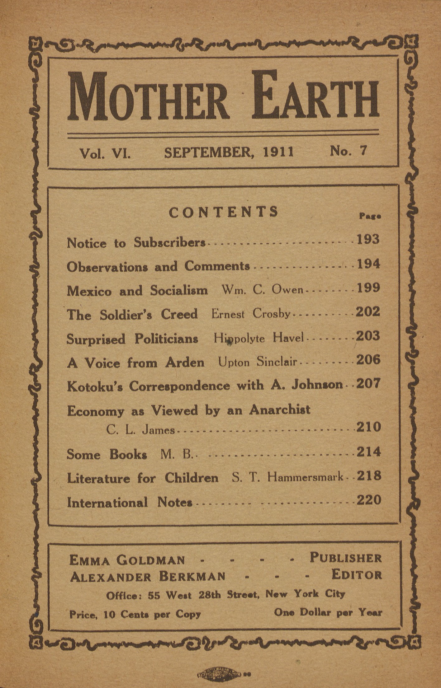 Mother Earth, September 1911